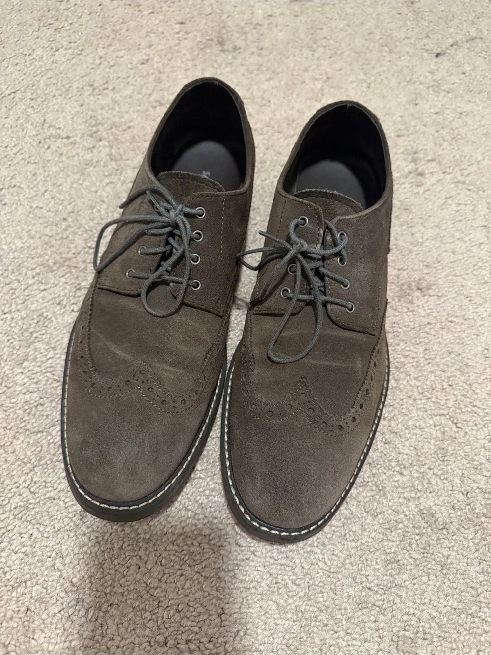 Saks Fifth Avenue Brown Suede Wingtip Derby Shoes